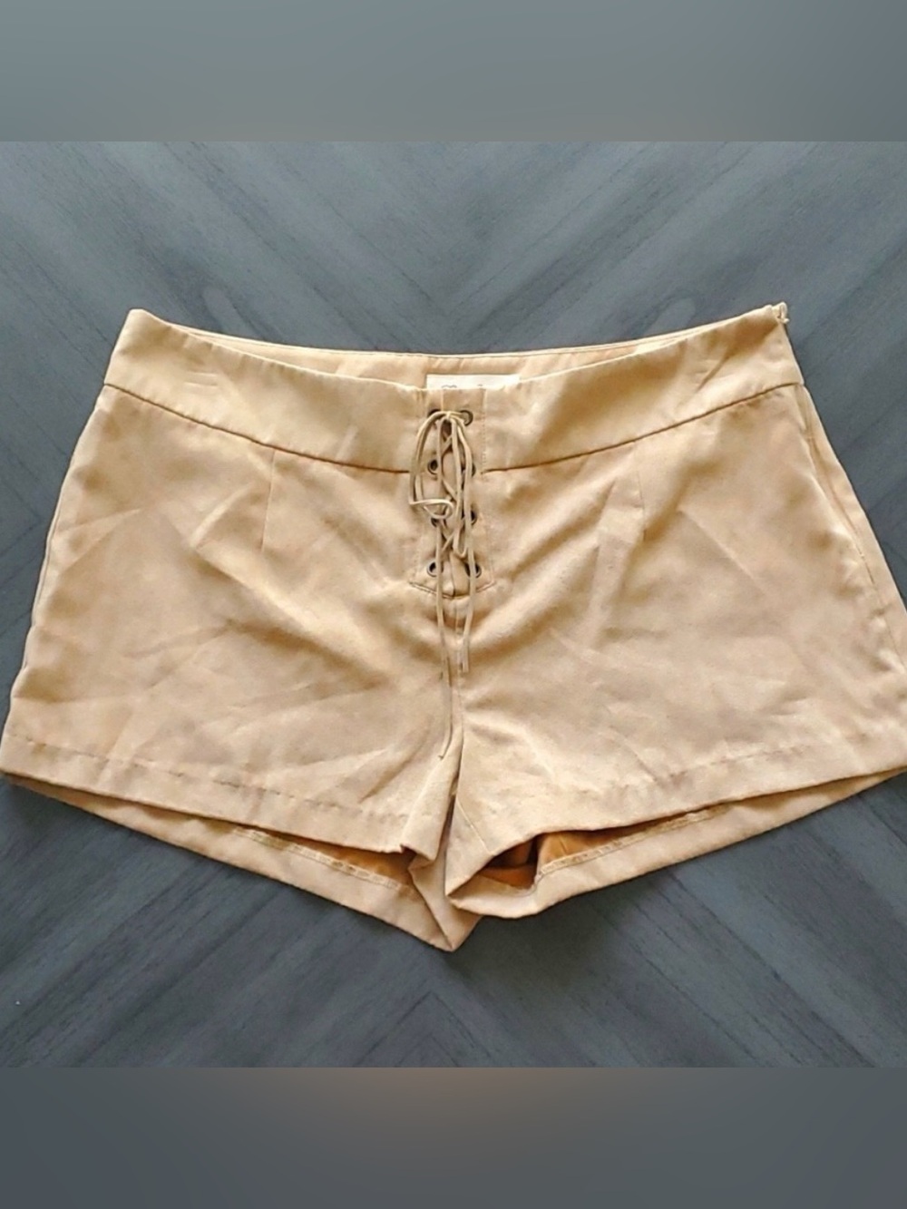 Forever 21 Lace-Up High Waist Shorts in Beige